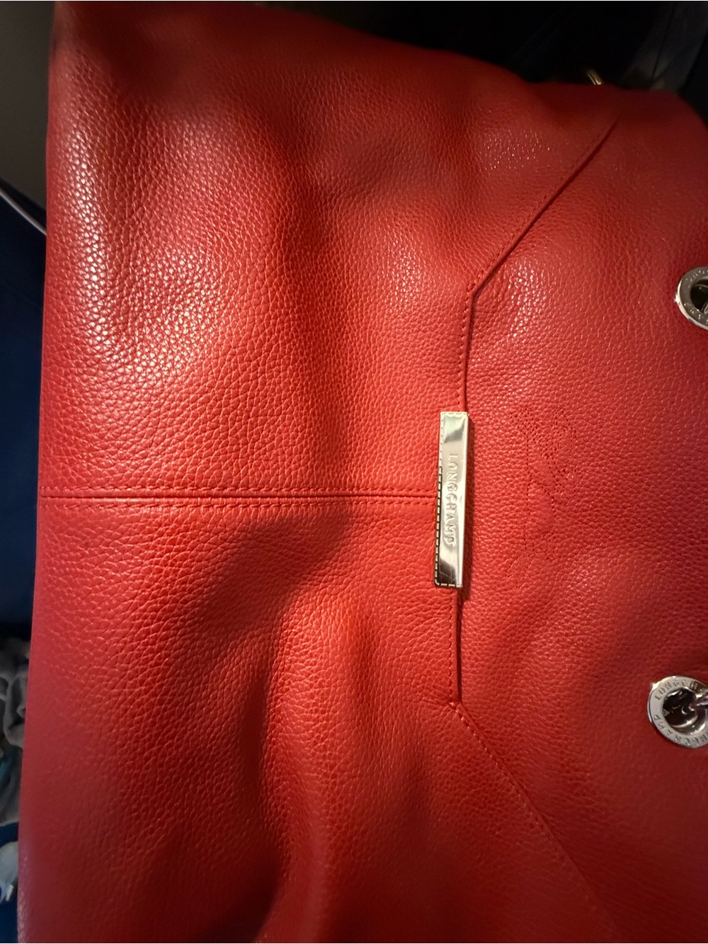 Longchamp Le Foulonne Red Leather Tote with Dual Handles and Shoulder Strap - Picture 15 of 16